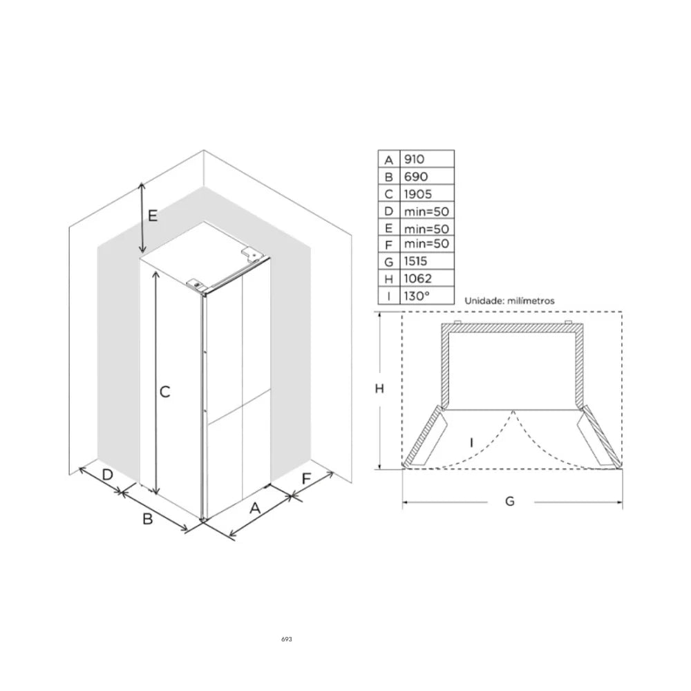 Refrigerador DeBacco Four Door 600L 220V