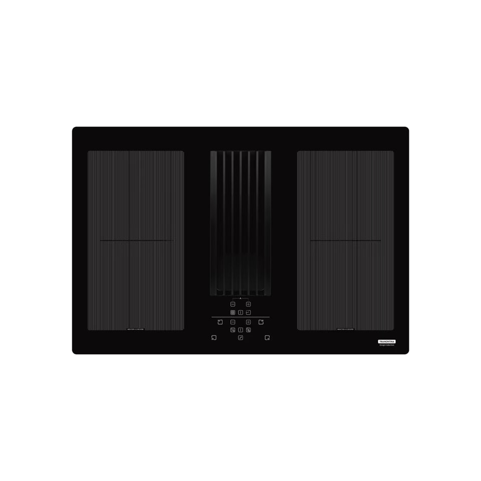 cooktop de indução tramontina design collection duo 4ei 80 com coifa integrada. modelo de exaustão.