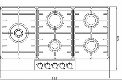 Cooktop Montreal Vidro 90cm gás - 5 queimadores