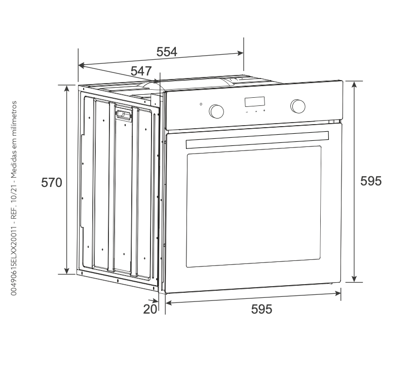 Forno Elétrico Multifunção Invita Inox 60cm 76L